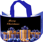 MONDY BAGS "MERRY CHRISTMAS Blau" Nachhaltige Tasche Geschenktasche Zusatztasche